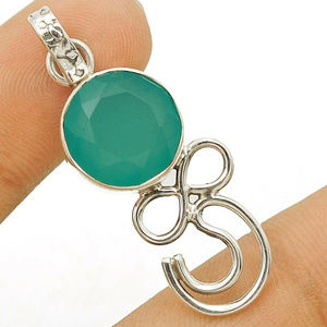 Chalcedony Crystal Pendant in Sterling Silver